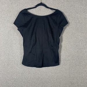 Ann Taylor Top Womens 8P Black Crossback Cut Out Short Sleeve‎ Casual Party